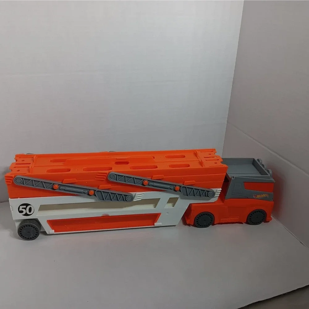 Hot Wheels Mega Hauler Truck Kids OS Orange 6-Level 50th Anniversary Transporter